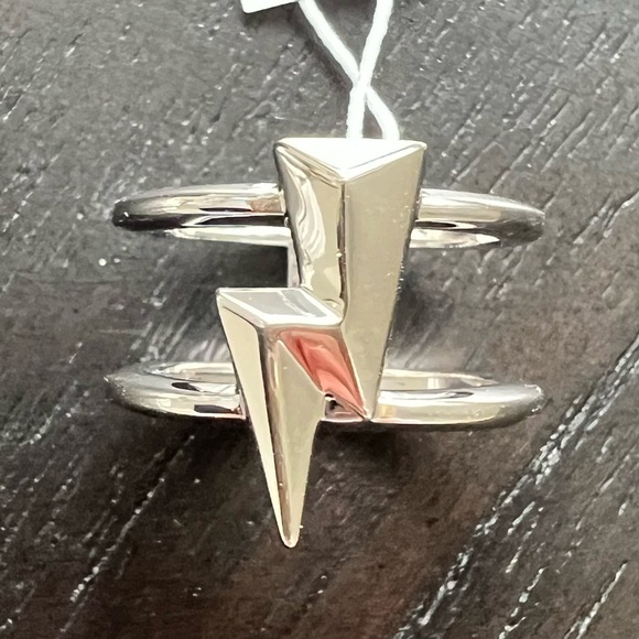 NWT Kendra Scott Bolt Double Band Ring - Silver | Size 8 - Picture 3 of 4